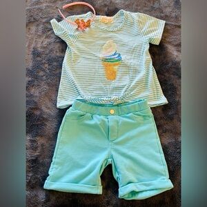 Bundle of 3: NWOT headband + sequin ice cream shirt + shorts size 5T by btween